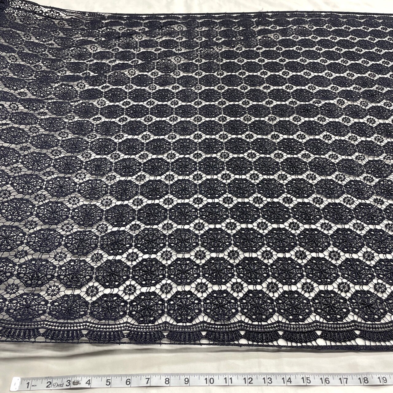 1 Yard Navy Floral Lace Fabric Embroidered on Percent Polyester Net Mesh Lightweight 45 Inch Width